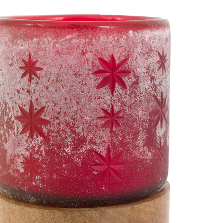 Starry Glass Candle Jar Red 85x85x130mm