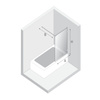Parawan nawannowy EVENTA BLACK CHROME stały U 90x150 szkło czyste 8mm Active Shield 2.0 wsp. prostopadły