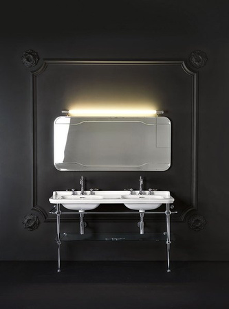 WALDORF umywalka ceramiczna podwójna 150x55cm, z 3 otworami na baterię, biały