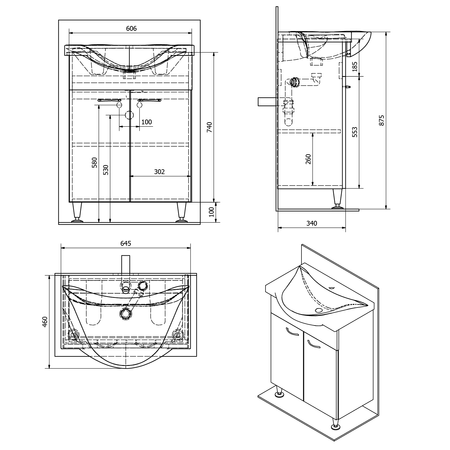 KERAMIA FRESH szafka umywalkowa 60,6x74x34cm, biała