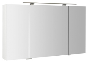 RIWA szafka z lustrem, oświetlenie LED, 3 drzwiczki, 121x70x17cm, biały połysk
