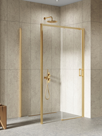 NZ4 Kabina prysznicowa PRIME GOLD BRUSHED 1D prostokątna P 130x70x200 szkło czyste 6mm Active Shield 2.0