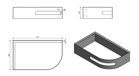 PULSE wspornik z wieszakiem na ręczniki, lewy, czarny mat
