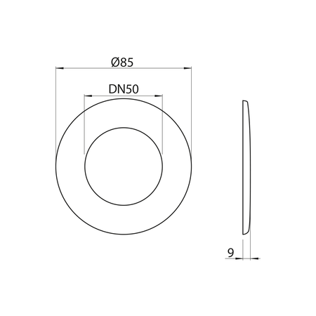 Rozeta 85/50mm, wysokość 9mm, plastik