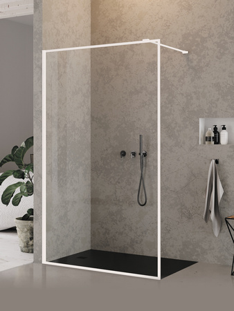 NZ6 Kabina NEW MODUS WHITE walk-in U 100x200 szkło czyste 8mm Active Shield 2.0 - wzór ramka