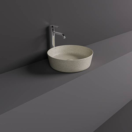 RAK Ceramics BATU Umywalka slim nablatowa okrągła 42 cm Mica Warm Grey