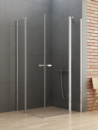 NZ2 Kabina prysznicowa NEW SOLEO 2D prostokątna U 80x120x195 szkło czyste 6mm Active Shield 2.0 - z el. stałym