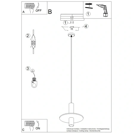 Lampa wisząca PELTA 1 czarna/granatowa
