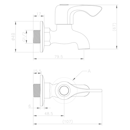 Zawór kulowy ścienny 1/2", chrom