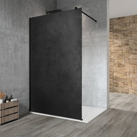 VARIO BLACK jednoczęściowa kabina przysznicowa Walk-In, montaż przy ścianie, blat HPL Kara, 1200 mm