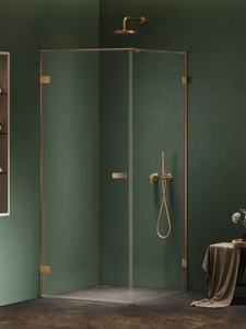 Kabina prysznicowa OXIA GOLD BRUSHED 1D L kwadratowa 70x70x200 szkło czyste 8mm Active Shield 2.0