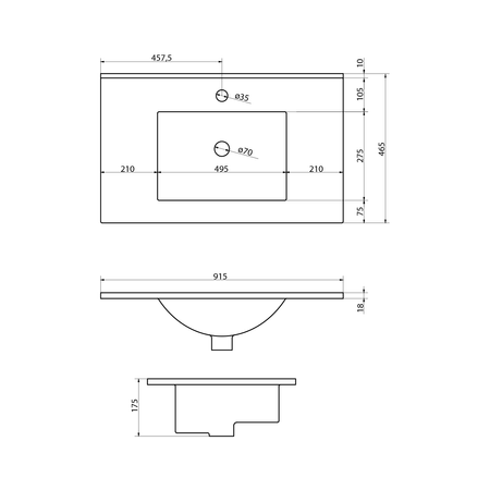 SLIM umywalka meblowa 90x46,5cm, biały