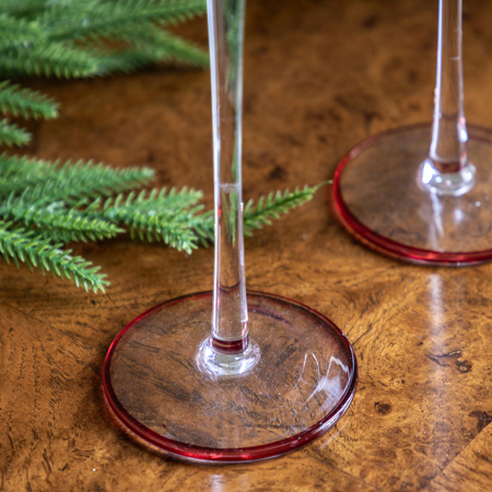 Red Rim Glass Candle Stick Set of 2 72x72x22mm