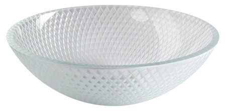 PUKETA grawerowana szklana umywalka nablatowa średnica 42cm, sklo czyste