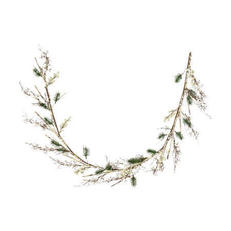 White Frosted Berry Paper Bark Garland L1500mm