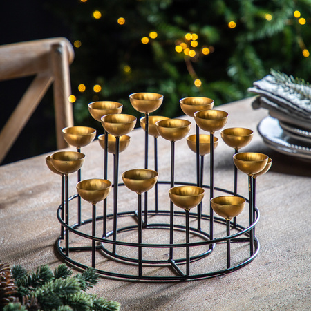 Multi Tealight Holder Gold/Black 330x330x205mm