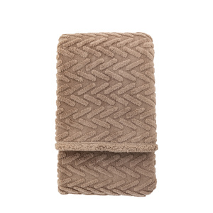 Herringbone Sherpa Throw Taupe 1400x1800mm