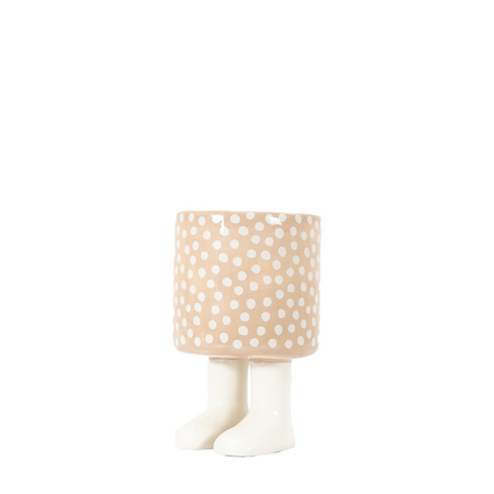 Polka Planter With Feet Large Beige 130x130x200mm