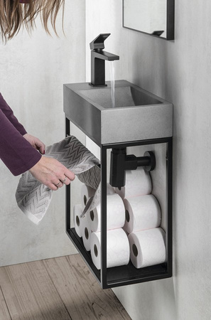 CREST wspornik pod umywalkę z półką 39,5x45x21,7cm, czarny mat