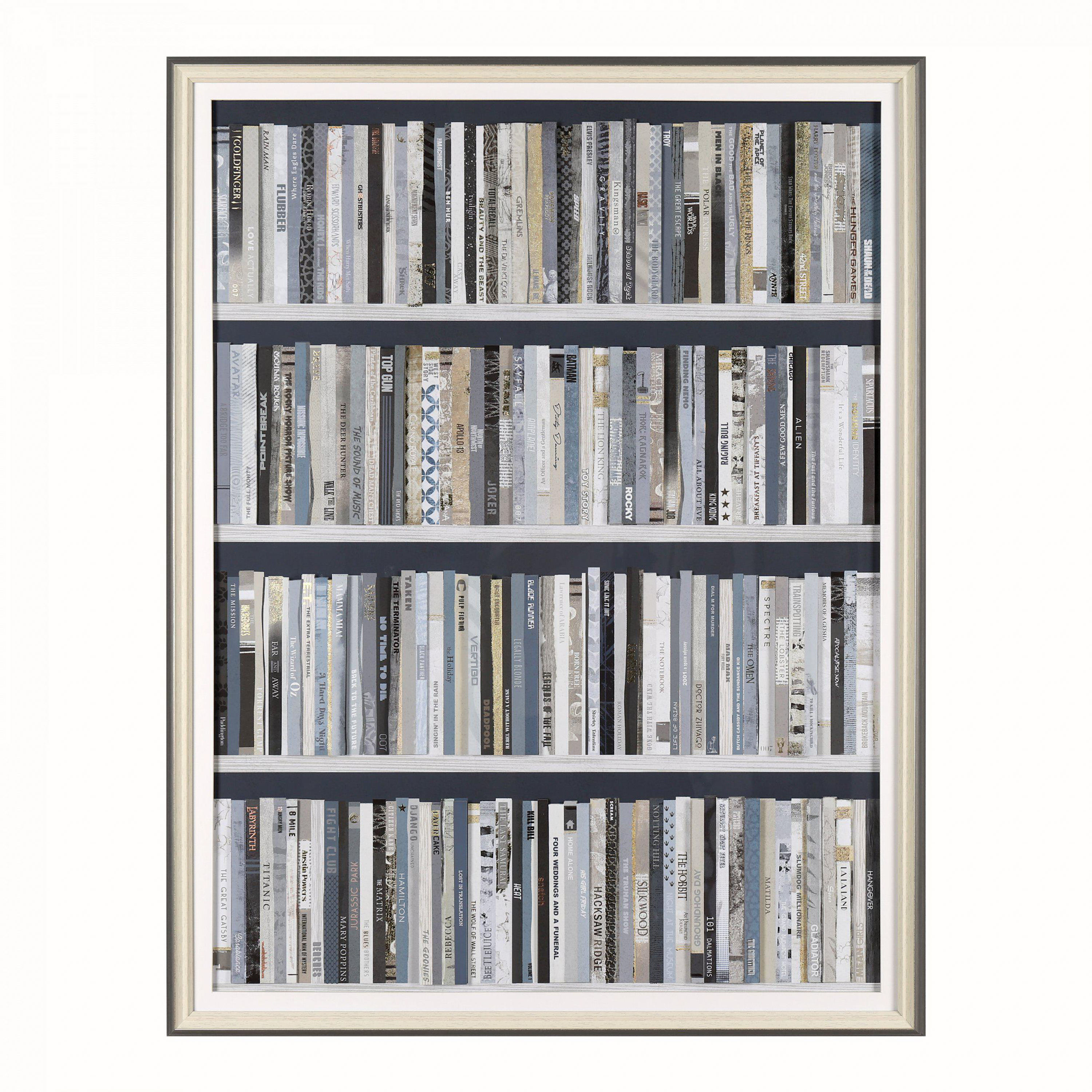 Obraz w ramie „Blockbusters” – niebieski / złoty, 79 × 4 × 102 cm
