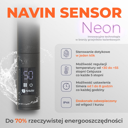 Grzejnik łazienkowy elektryczny Camellia 480х800 Sensor lewy, timer, czarna mora