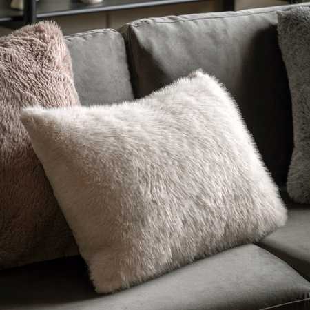 Maple Faux Fur Cushion Oatmeal 400x600mm