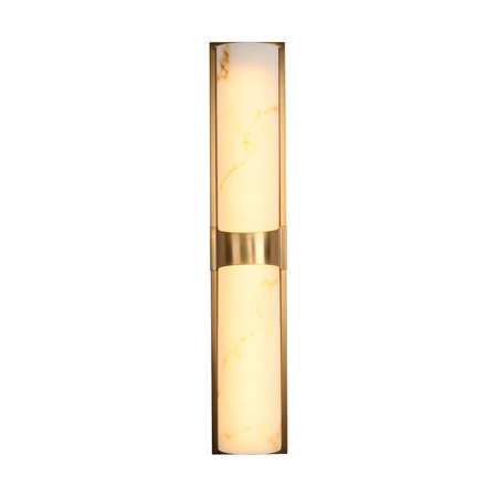 Lampa ścienna MURO LED 66 cm - biały alabaster, złote detale
