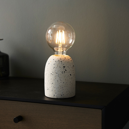 Lampa stołowa Terrazzo – biała, 10 × 10 × 13 cm