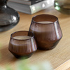Glass Filled Candle Brown Oud Rose 2pk