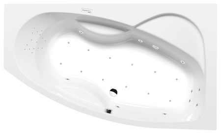 MAMBA R wanna z hydromasażem, 160x95x44cm, Highline Hydro-Air, chrom