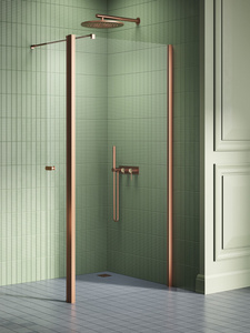 NZ2 Kabina prysznicowa NEW SOLEO COPPER BRUSHED walk-in U 80x195 szkło czyste 6mm Active Shield 2.0