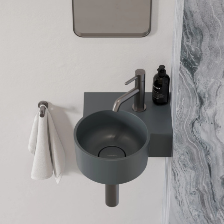 OVO M+ umywalka nablatowa/wisząca - prawa, 33 x 34 cm, ash grey mat