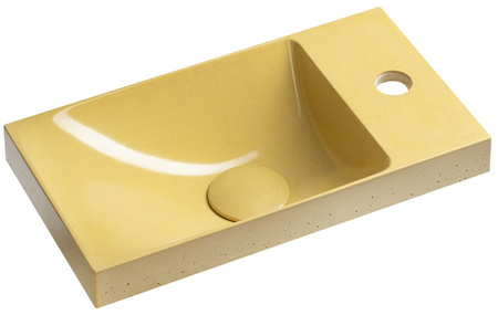 AGOS umywalka betonowa, 40x22cm, lewa/prawa, żółty półpołysk
