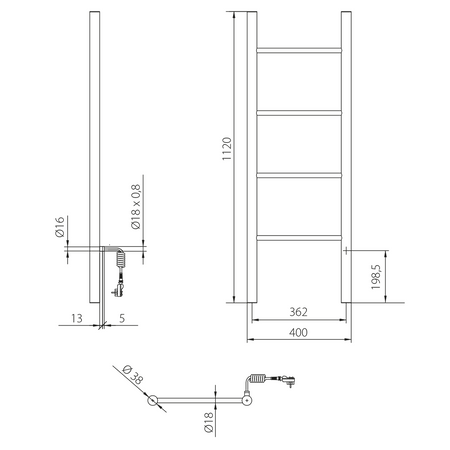 KARBO suszarka na ręczniki elektryczna, okrągła, 400x1120mm, 87 W, czarny mat