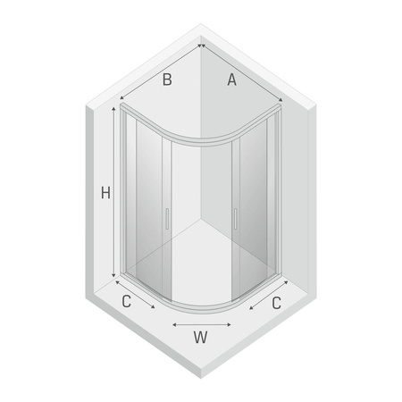 KABINA NEW PRAKTIC PÓŁOKRĄGŁA U 90x90x195 CZYSTE 6mm ACTIVE SHIELD