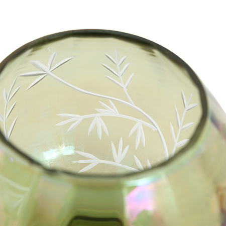 Floral Etched Iridescent Tealight Holder Small