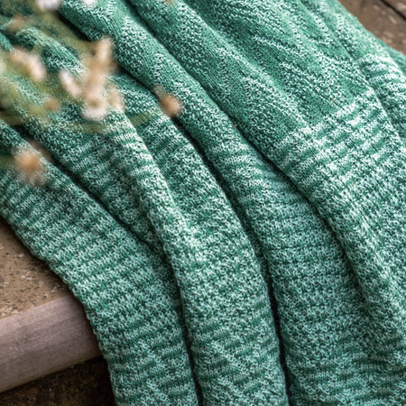 Nalu Knitted Herringbone Throw Green 1300x1700mm