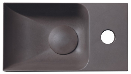 PICCOLINO umywalka betonowa, 30,8x17cm, bateria z prawej strony, ciemnobrązowy mat