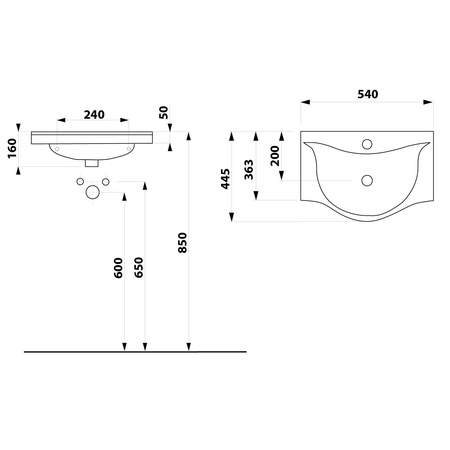 ZARA 55 umywalka meblowa 54x44,5cm, biała