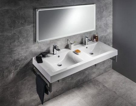 FLAVIA umywalka kompozytowa podwójna 140x50cm, biała