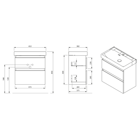 ALTAIR szafka umywalkowa 61,5x60x37cm, biały