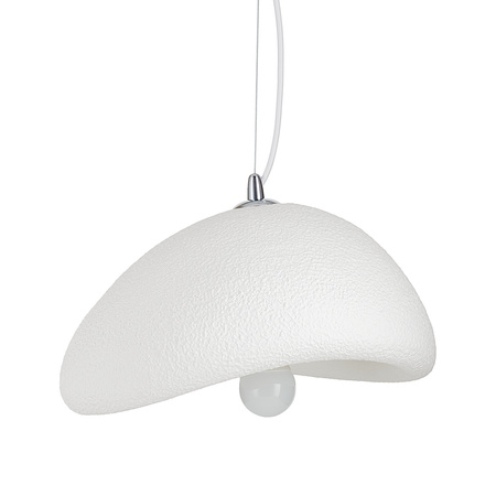 Lampa wisząca STONE 30 cm - biała lampa w stylu japandi