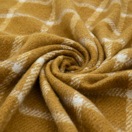 Poly Faux Mohair Check Throw Mustard 1300x1500mm