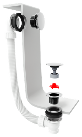 Zestaw odpływowy, klik-klak, długość 1200mm, korek 72mm, czarny mat