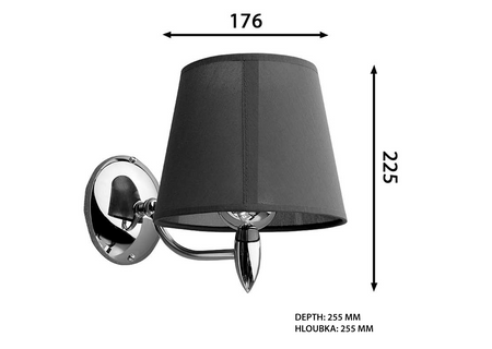 HANBO lampa ścienna E27 60W, 230V, IP21, chrom