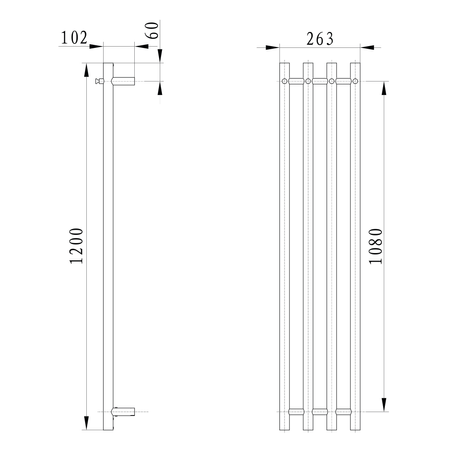 PAPINADO elektryczna suszarka na ręczniki, 263x1200mm, 85W, czarny mat