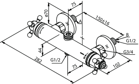 Bateria Wannowo-natryskowa Termostatyczna chrom