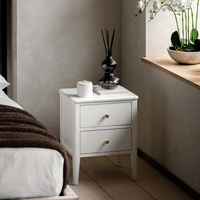 Acton 2 Drawer Bedside White 450x400x550mm