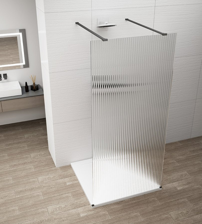 ESCA BLACK MATT jednoczęściowa kabina przysznicowa Walk-In, szkło Flute, 1000 mm