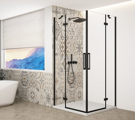 TRINITY BLACK kabina prysznicowa 1200x1100mm, wejście z rogu, szkło czyste